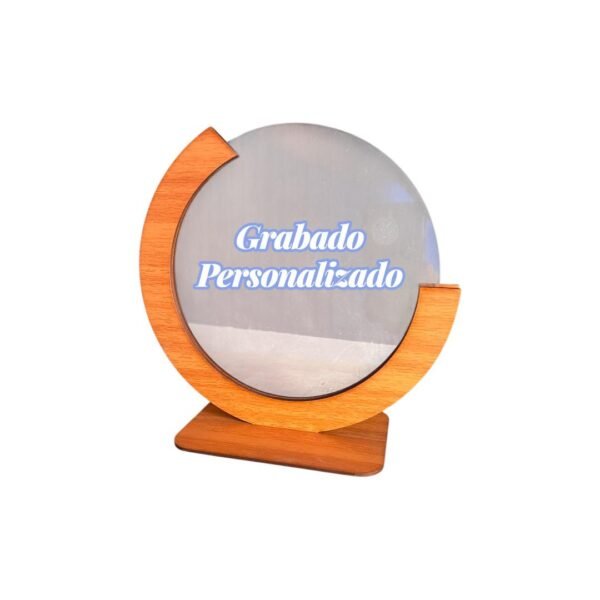 Galvano Circular con Borde de Madera